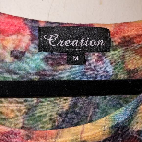 Vtg Y2k Womens Multicolor Artistic Women's 1/4 Sleeve Top Sequined Studs M - Picture 5 of 7